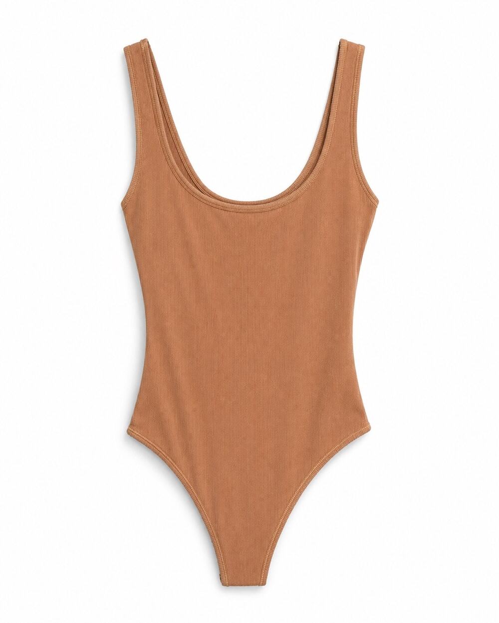 SKIMS Fits Everybody Brown Ribbed Scoop Neck Bodysuit Size XS